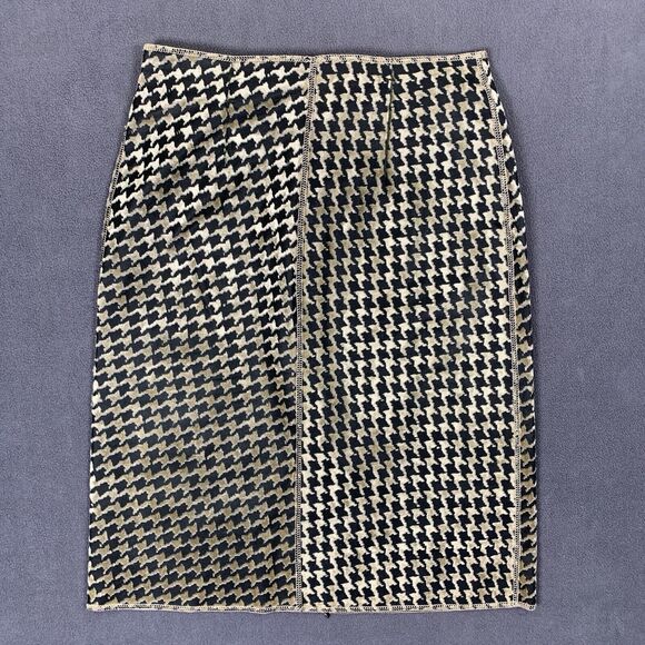 Vintage Houndstooth Skirt S Leather Reversble Rare Unique Bohochic Avante Garde* - Picture 4 of 8